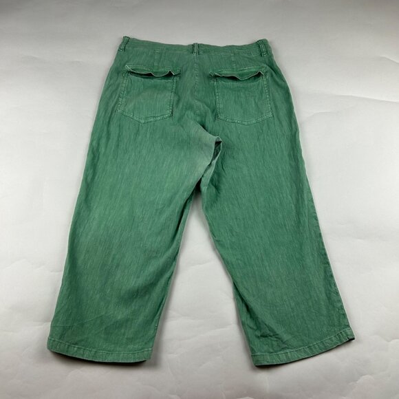 Kut from the Kloth Seafoam Green Linen Blend High Rise Cropped Pant 12 - Picture 5 of 6